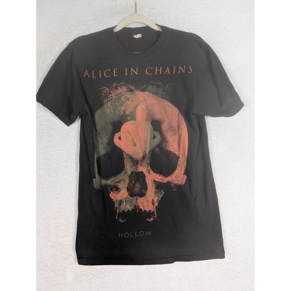 Alice In Chains T-Shirt Men's Medium Black Hollow Skull Graphic Band Tee